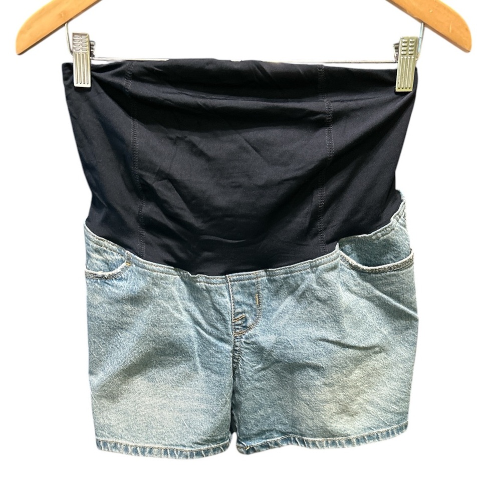 Isabel Maternity by Ingrid & Isabel Over Belly Midi Maternity Jean Shorts